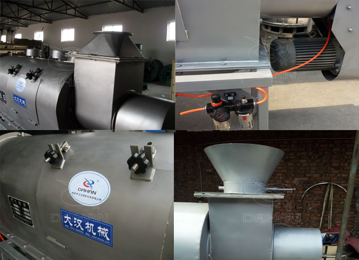 氣旋篩：電機，進料口，氣壓裝置等特寫圖片