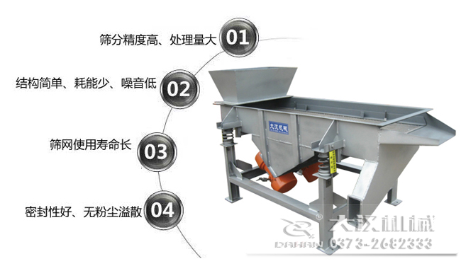 1016型直線振動(dòng)篩特點(diǎn)：1，篩分精度高，處理量大。2，結(jié)構(gòu)簡(jiǎn)單，耗能少，噪音低，3，篩網(wǎng)使用壽命長(zhǎng)，密封性好無粉塵溢散。