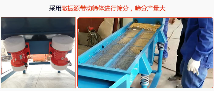 采用激振源帶動(dòng)篩體進(jìn)行篩分，篩分產(chǎn)量大。